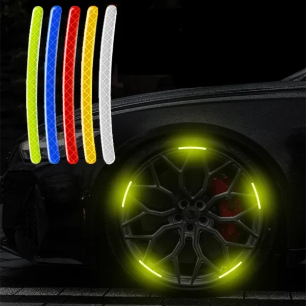 Car Wheel Hub Reflective Stripes Door Handle Safety Warning Sticker Car Rear Warning Tape Automobile Sticker Exterior Accessorie - Image 2