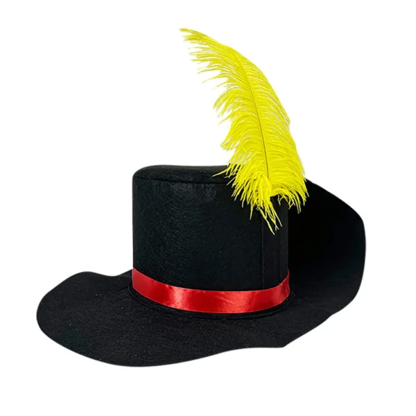 Cos-Animefly Puss Boots Hat 2024 Movie Costume Yellow Feather Cowboy Colonial Style Tricorn Hats Party Hats Cap For Adults Kids