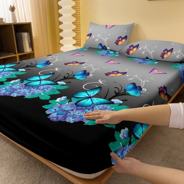 1 Piece of Flower Flying Butterfly Dance Pattern Frosted Bedsheet, Bedroom Printed Bedspread, Bedding (Excluding Pillowcases) - Image 2