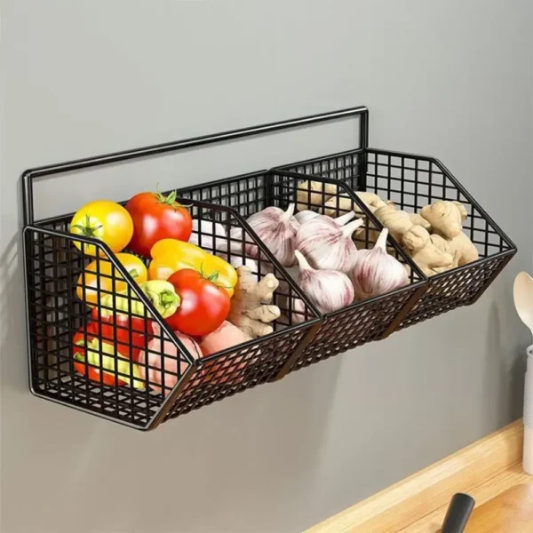 Onion Gginger Garlic Kitchen Shelf Wall Hanging Condiments Spice Vegetable Fruit Storage Rack Wall Drain Basket Punch-Free - Image 6