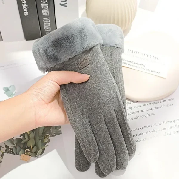 Women Winter Thick Plush Gloves Fashion Warm Suede Outdoor Guantes Lady Touchscreen Driving Gloves Sports Cycling Mittens - Image 3