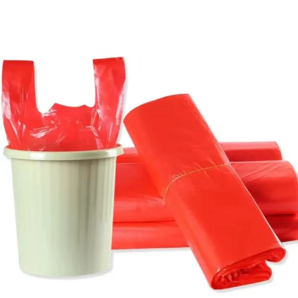 50Pcs Red Plastic Bag Supermarket Grocery Gift Shopping Bag Thicken with Handle Vest Bag Kitchen Storage Baskets - Image 4