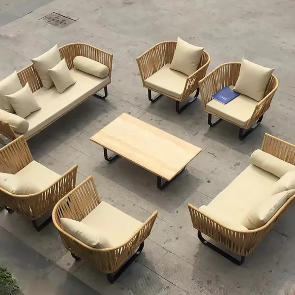 Outdoor Garden Sofa Waterproof Sunscreen Courtyard Rattan Chair Living Room Balcony Leisure Furniture Combination Set - Image 3