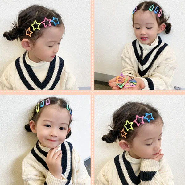 10pcs/set Cute Colorful Star Waterdrop Shape Hair Clips For Girls Children Lovely Hair Decorate Hairpins Kids Hair Accessories - Image 5