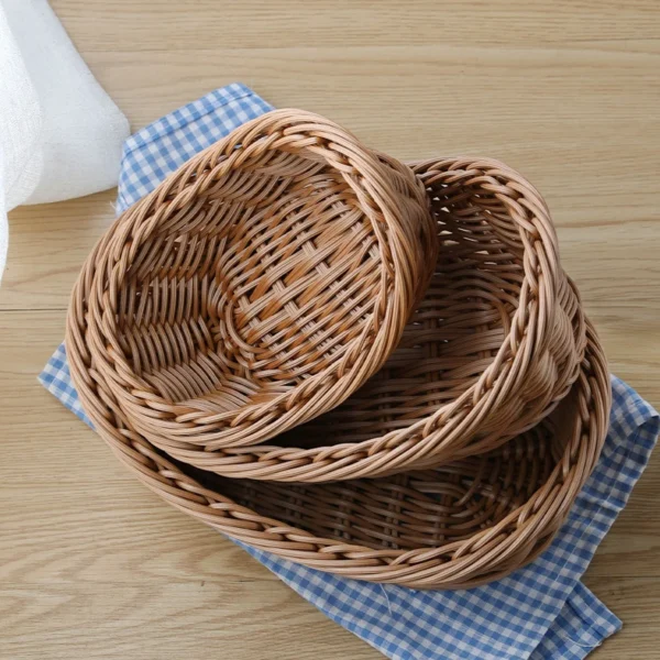 Imitation Rattan Yuanbao-Shaped Fruit Plate Creative Household Storage Baskets Picnic Snacks Sundry Baskets Dried Fruit Tray - Image 2