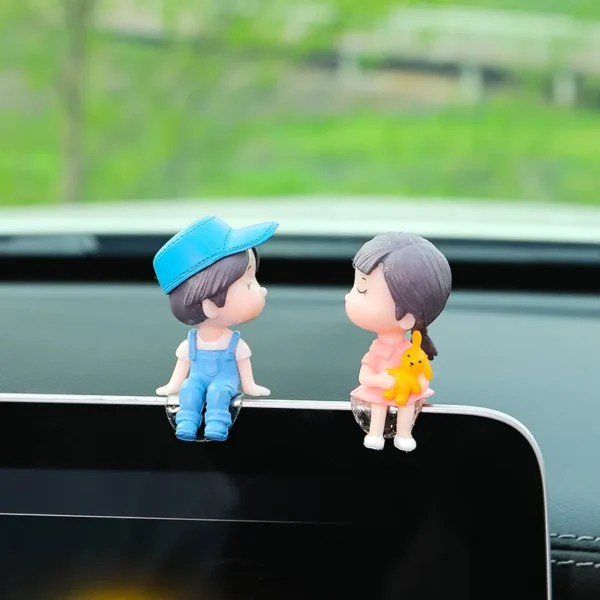 Car Decoration Cute Cartoon Couples Action Figure Figurines Balloon Ornament Auto Interior Dashboard for Girls Gifts Accessories - Image 2