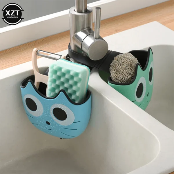 1Pcs Cute Sink Faucet Sponge Holder Ajustable Hanging Storage Basket for Soap Sponge Shelf Kitchen Bathroom Organzier Bag - Image 5