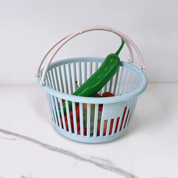 2 Pack Storage Basket with Handle for Washing Vegetables and Fruits, Quick Draining Basket with Non-slip Bottom - Image 5