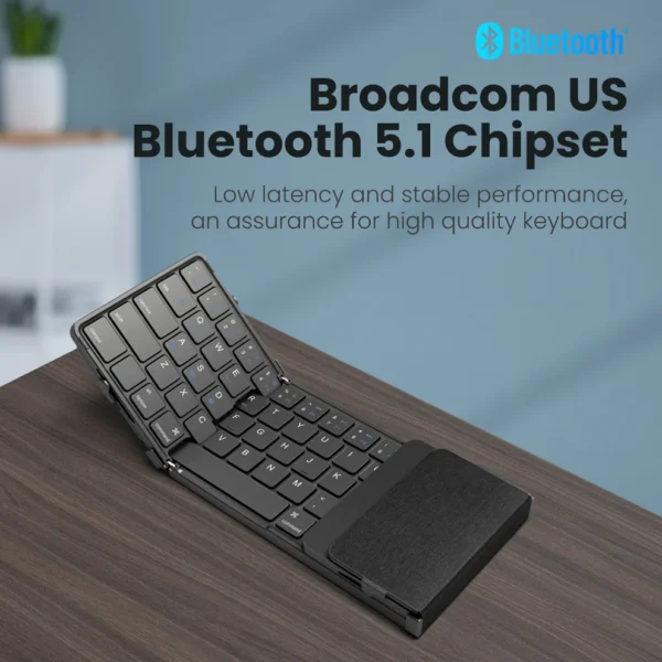 SeenDa Tri-Folding Wireless Keyboard with Touchpad Rechargeable Mini Keyboard Foldable Keyboard for Windows Phone PC Table - Image 4