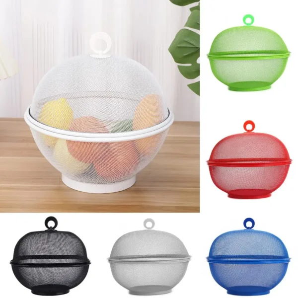 Mesh Fruit Basket With Lid Prevent Fly Stainless Steel Kitchen Drain Basket Vegetables Fruit Holder Kitchen Supplies ??? ?? ???