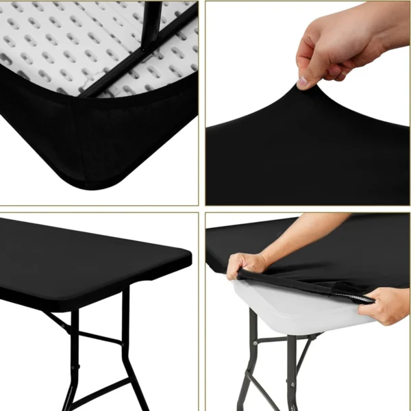 1 Pc 4/6/8ft Spandex Tablecloth Elastic Fitted Stretch Rectangular Tablecloth Washable and Wrinkle Resistant Patio Table Cover - Image 5