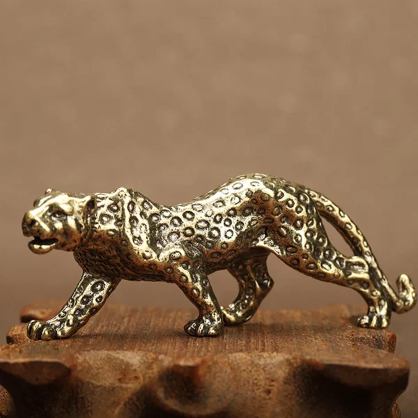 Brass Solid Vintage Cheetah Small Statue Desktop Ornaments Lucky Animal Leopard Figurines Miniatures Crafts Decoration