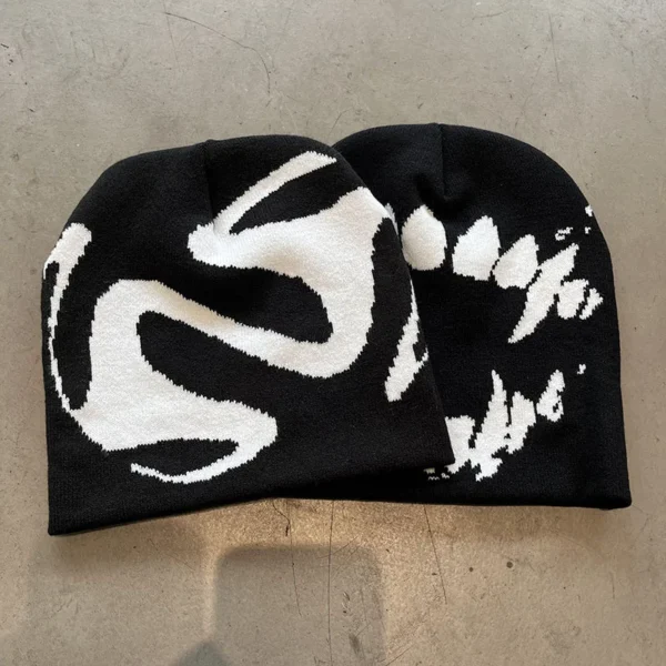 Women Hat Knitting Beanies Goth Tooth Caps Men Y2k Streetwear Winter Fashion Pullover Kpop Harajuku Vintage Warm Hip Hop Unisex - Image 3