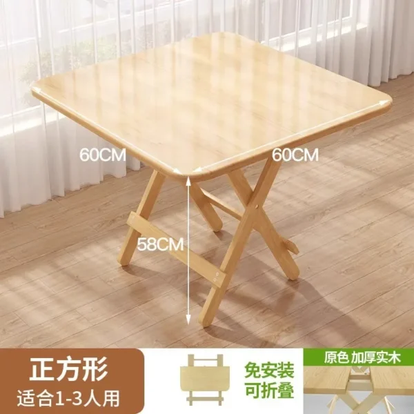 Solid Wood Dining Table Foldable Household Small Apartment Eating Rectangular Foldable Square Table Simple Small Table - Image 5