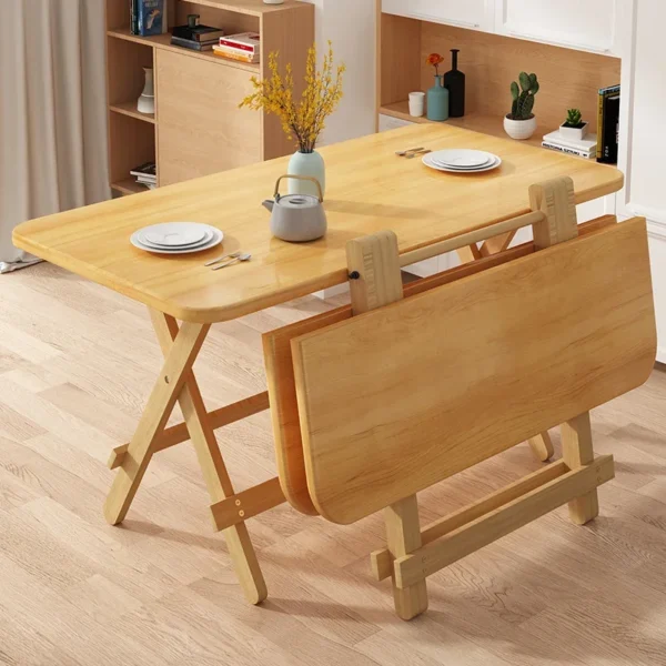 Solid Wood Dining Table Foldable Household Small Apartment Eating Rectangular Foldable Square Table Simple Small Table