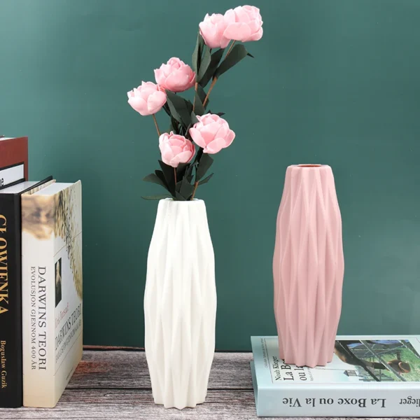 Flower Vase Decoration Home Plastic Vase White Imitation Ceramic Flower Pot - Image 4