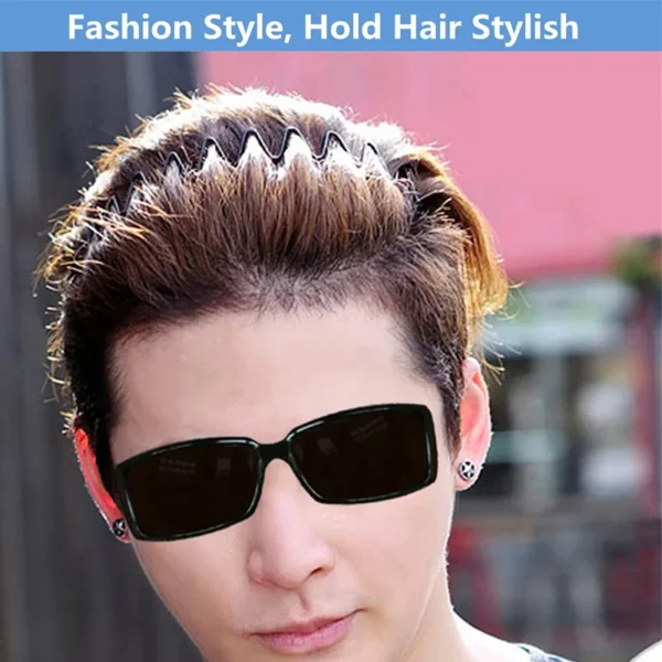 Unisex Black Elastic Non Slip Simple Metal Headbands For Men Women Wavy Hairband Spring Hair Hoop Fashion Hair Accessories - Image 3