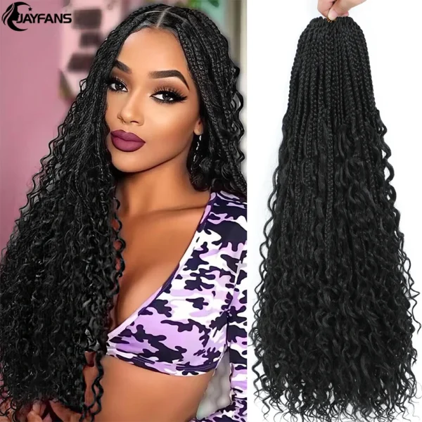 1-6 Packs Boho Box Braids Crochet Hair 18 24 Inch Bohomian Braids Crochet Hair Goddess Box Braids Braiding Hair For Black Women - Image 3