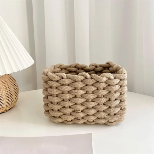 Handmade Cotton Organizer Basket Eco-Friendly Material Closet Rack Baskets for Home Bathroom Accessories - Image 6