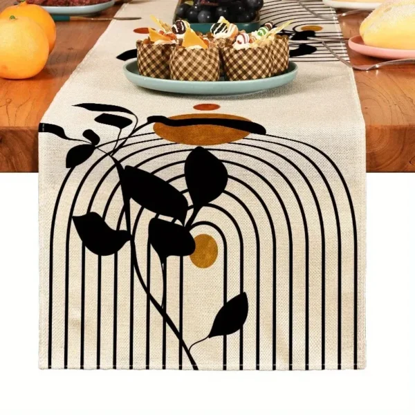 1pc Simple Plant Table Runner, BohemiaKitchen Dining Decoration, Linen Table Runner, Holiday Decorations.Room Decor - Image 5