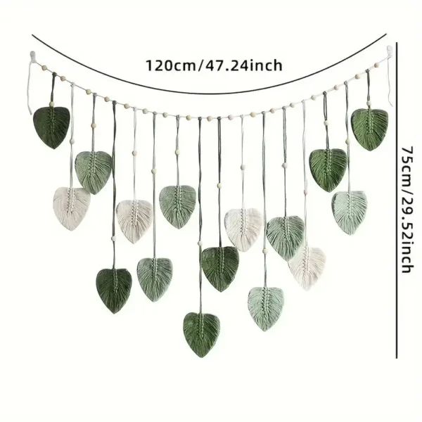 Boho Home Decoration, Macrame Tapestry Macrame Leaf Feather Wall Hanging Decor for Living Room Bedroom, Boho Wall Art Home Decor - Image 6