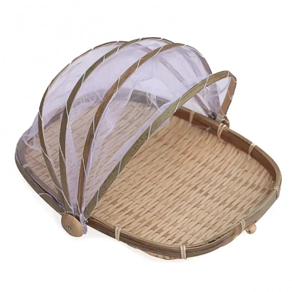 Bamboo Woven Mesh Storage Basket Cover Tent Food Fruit Anti Flies Insect Net - Image 6