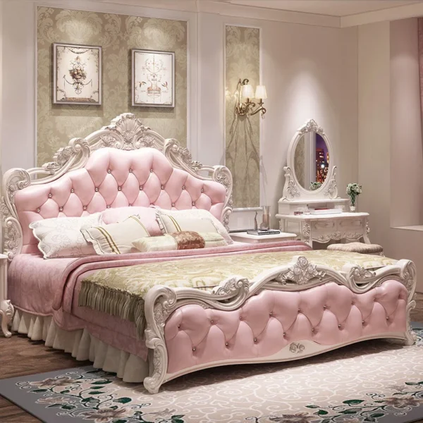 Princess Modern Designer Bedroom Set Double High End Bedding Luxury Bedroom Set Girl Design Letti E Mobili Nordic Furniture - Image 4