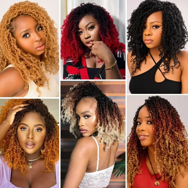 12Inch Black Pre-looped Yanky Twists Crochet Braids Ombre Brown Bohemian Spring Twists Hair with Curls Synthetic Extensions - Image 5