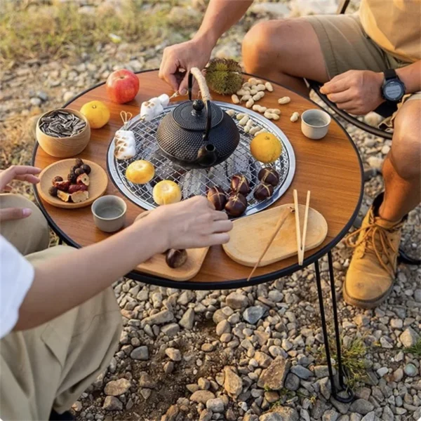 Camping table Folding Barbecue Round Table IGT table Home full Brazier table Lightweight BBQ Grill Stand Outdoor Picnic Table - Image 2