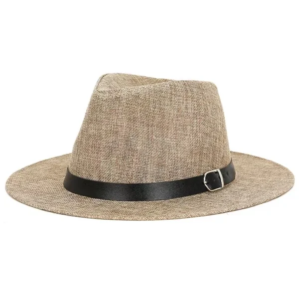 Summer hat men's Linen sun visor Panama flat edge British jazz hat high end sun protection gentleman hat Outdoor sun hat - Image 4