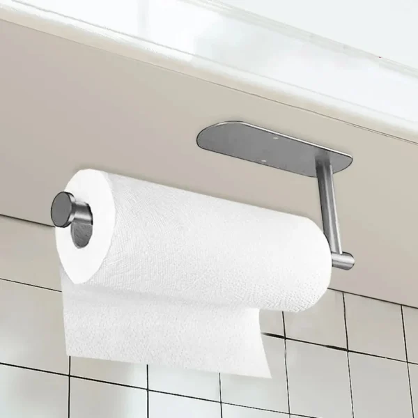 Stainless Steel Paper Towel Holder Self Adhesive Kitchen Roll Paper Holder No Punching Kitchen Bathroom Lengthen Storage Rack - Image 3