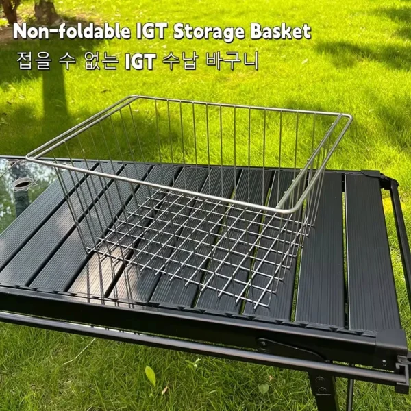 IGT Folding Storage Basket Camping One Unit Drain Basket Stainless Steel Vegetable Washing Basket Outdoor IGT Table Accessories - Image 2