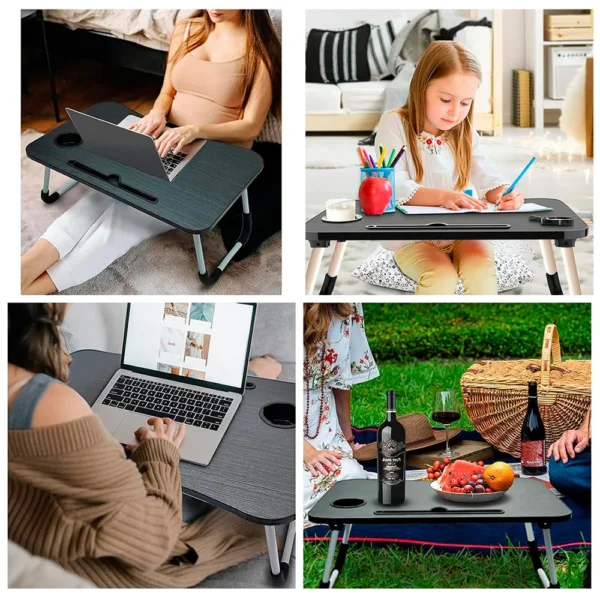 Folding Laptop Desk for Bed Sofa Laptop Bed Tray Table Desk Portable Lap Desk With tablet slot and cup holder Table support - Image 6