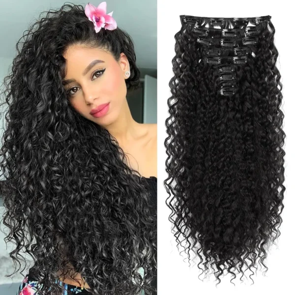 9PCS Clip in Hair Extensions 22 Inch Curly Hair Extension Long Soft Synthetic Hairpieces for Women