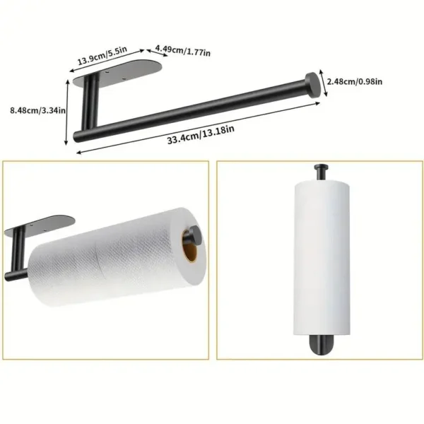 Self-Adhesive Under Cabinet Paper Towel Holders for Kitchen Paper Towels Available in Adhesive  Screws Stainless Steel - Image 6