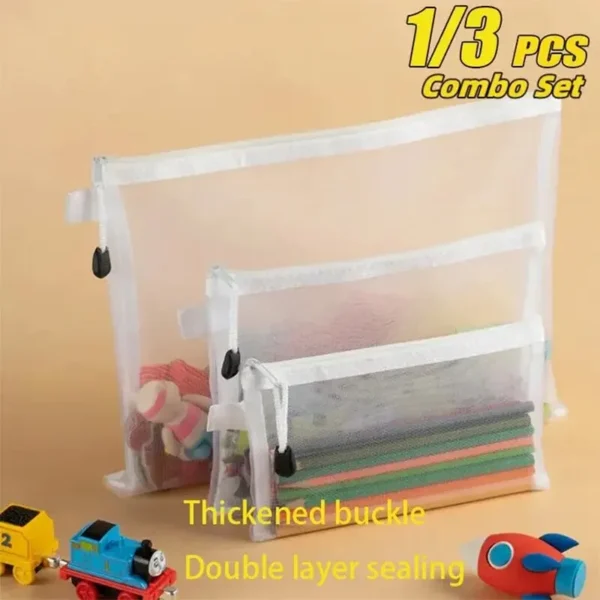 1-3PCS Storage Bag Mesh ZipperToy Building Block Puzzle Sub-package Children Particle Zipper Transparent Finishing Storage - Image 2