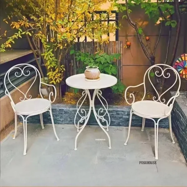 Retro Iron Garden Furniture Sets Balcony Outdoor Furniture Sets Outdoor Garden Balcony Cafe Dining Table Chairs Set For Garden - Image 2