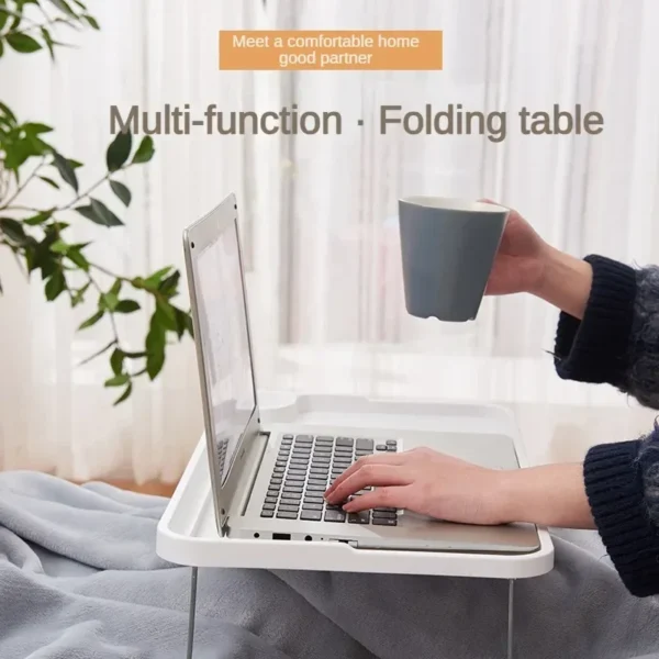 Laptop Bed Table Portable Folding Laptop Table with Cup Holder for Student Dormitory Stable Bed Tray Desk with for Sofa for Lazy - Image 4