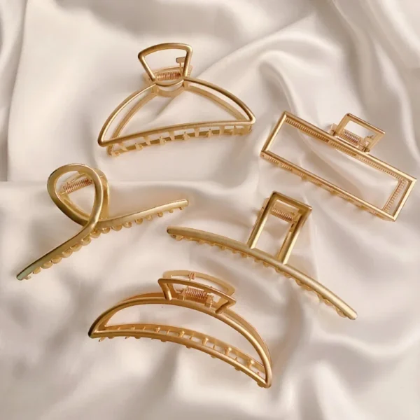 Gold Color Hollow Geometric Hair Clips Metal Hair Claw Cross Hairclip Headband Hairpin Hair Crab Women Hair Fashion Accessories - Image 2