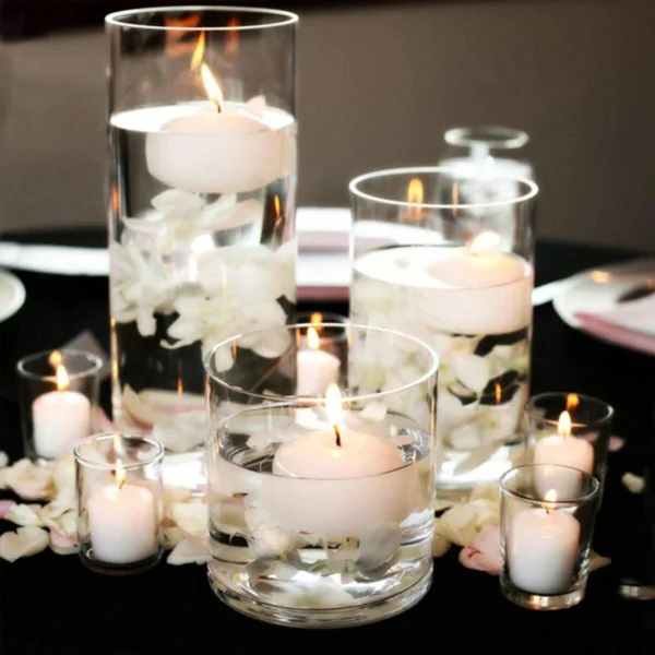 Large capacity Cylinder Wedding Glass Cup Candlestick Straight Tube Glass Vase Dining Table Candle Decoration Art Storage Jar