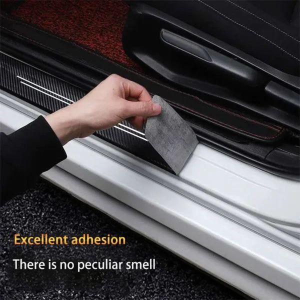 New Universal Imitation Carbon Fiber Leather Car Door Sill Protection Strip Tough And Durable Decorative Car Sticker Accessories - Image 3