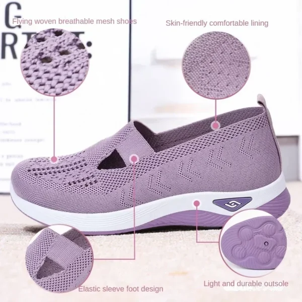 Women's shoes, breathable and comfortable in spring and summer, single shoes for mothers soft soles casual blue mesh shoes - Image 3