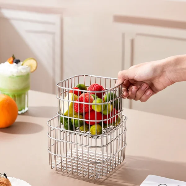 Fruit Drain Basket Kitchen Bar Stainless Steel Fruit Storage Basket Waterproof Fruit Vegetable Drainage Basket Kitchen Supplies - Image 2