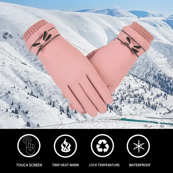 Winter Women Gloves Hand Warmer Thermal Fleece Lined Guantes Full Finger Ladies Mitten Touchscreen Waterproof Bike Cycling Glove - Image 3