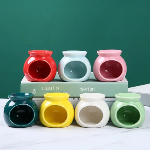 Porcelain Aroma Burner Essential Oil Furance Mini Candle Holder Solid Color Ceramic Crafts Fragrance Item Living Room Home Decor - Image 2