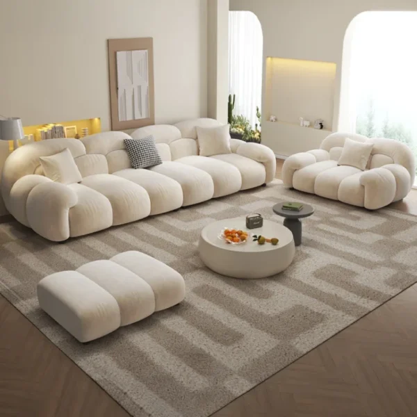 Fabric Minimalist Living Room Sofa Set 6 Seters Beige Sectional Designer Modern Sofas Couch Double Canape Salon Home Furniture - Image 4