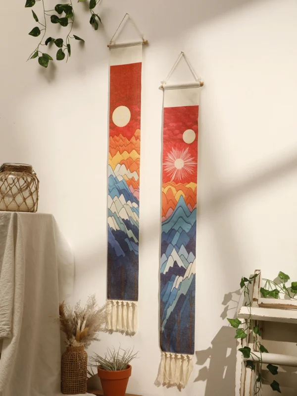 Macrame Tapestry Sunset Sunrise Handmade Wall Tapestries Boho Art Home Decoration Wall Hanging for Living Room Bedroom Ornament - Image 2