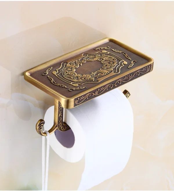 Toilet Paper Holder Wall Mounted Vintage Classic Bathroom Antique Brass Roll Tissue Box Bathroom Accessories