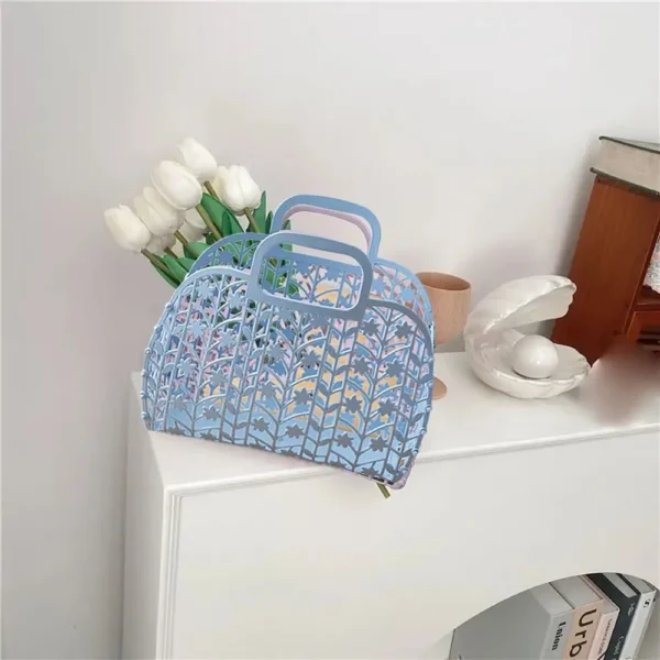 Bathroom Hollowed Washing Storage Basket Shower Bath Basket Mesh Portable Tote Bag Laundry Basket Clothes Organizer - Image 3