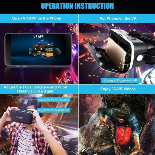 G04EA Original VR Shinecon 6.0 Virtual Reality Glasses 3D VR Glasses Stereo Helmet Headset with Remote Control for IOS Android - Image 6